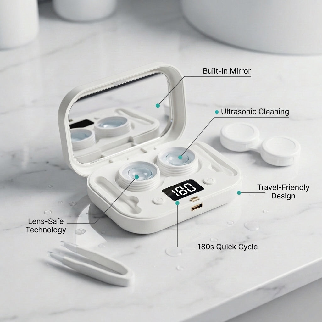 TruClean™ 2 in 1 Ultrasonic Contact Cleaner & Travel Kit