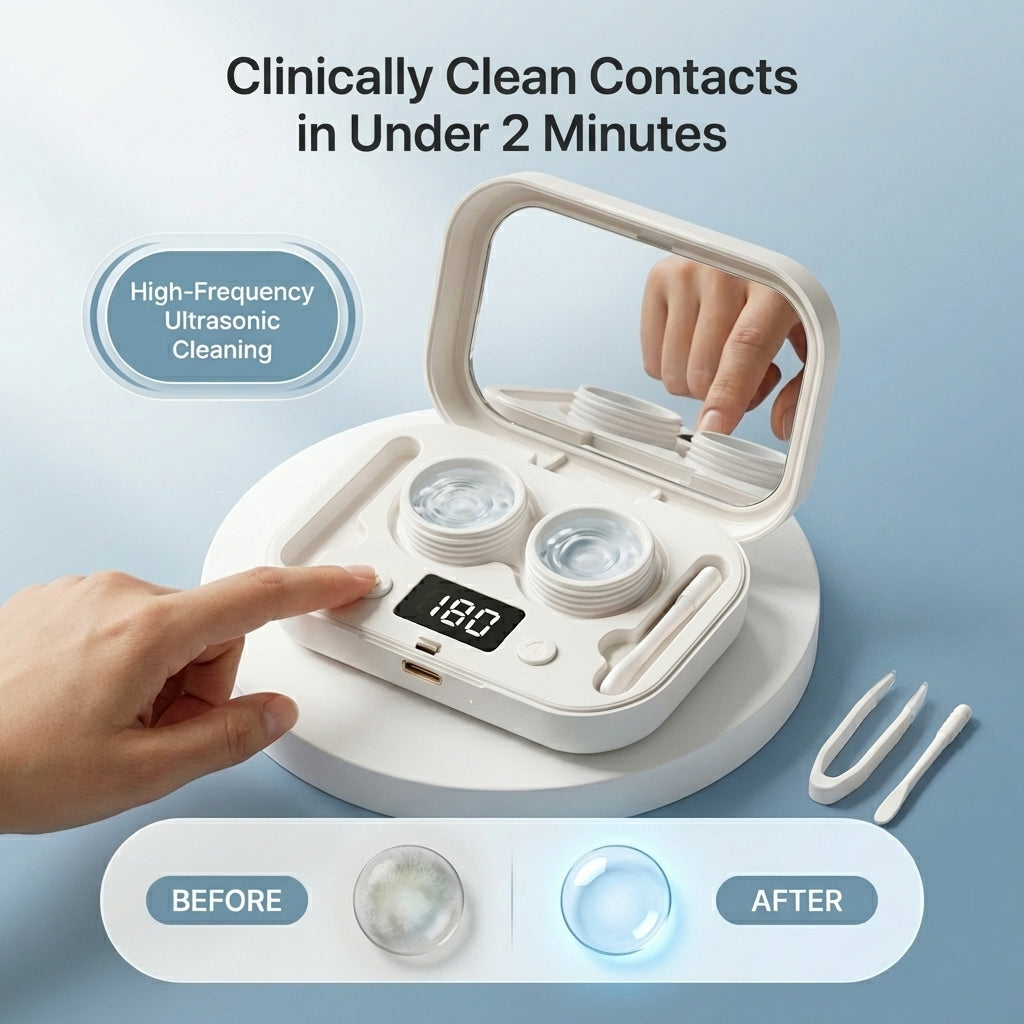 TruClean™ 2 in 1 Ultrasonic Contact Cleaner & Travel Kit