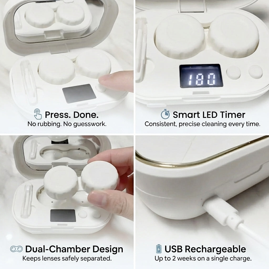 TruClean™ 2 in 1 Ultrasonic Contact Cleaner & Travel Kit